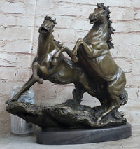 Wild Stallion Mustang Horses Bronze Sculpture Mene 14" x 12"