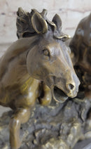 Wild Stallion Mustang Horses Bronze Sculpture Mene 14" x 12"