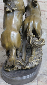 Wild Stallion Mustang Horses Bronze Sculpture Mene 14" x 12"