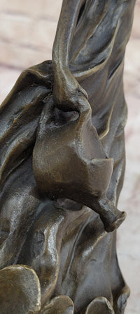19th Century Girl in Hat w/ Watering Can - Bronze by Jean Patoue