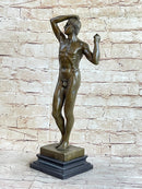 SIGNED VINTAGE CLASSICAL BRONZE SCULPTURE STATUE EROTIC ART DECO NUDE MALE GAY