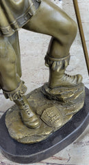 Roman Warrior W/ Sword and Spear Bronze Marble Sculpture