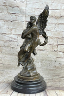 Signed Jean Debut Romantic Couple Angel Bronze 13" x 6"