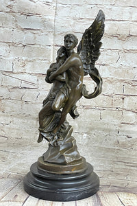 Signed Jean Debut Romantic Couple Angel Bronze 13" x 6"