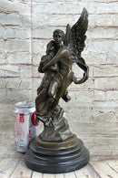 Signed Jean Debut Romantic Couple Angel Bronze 13" x 6"