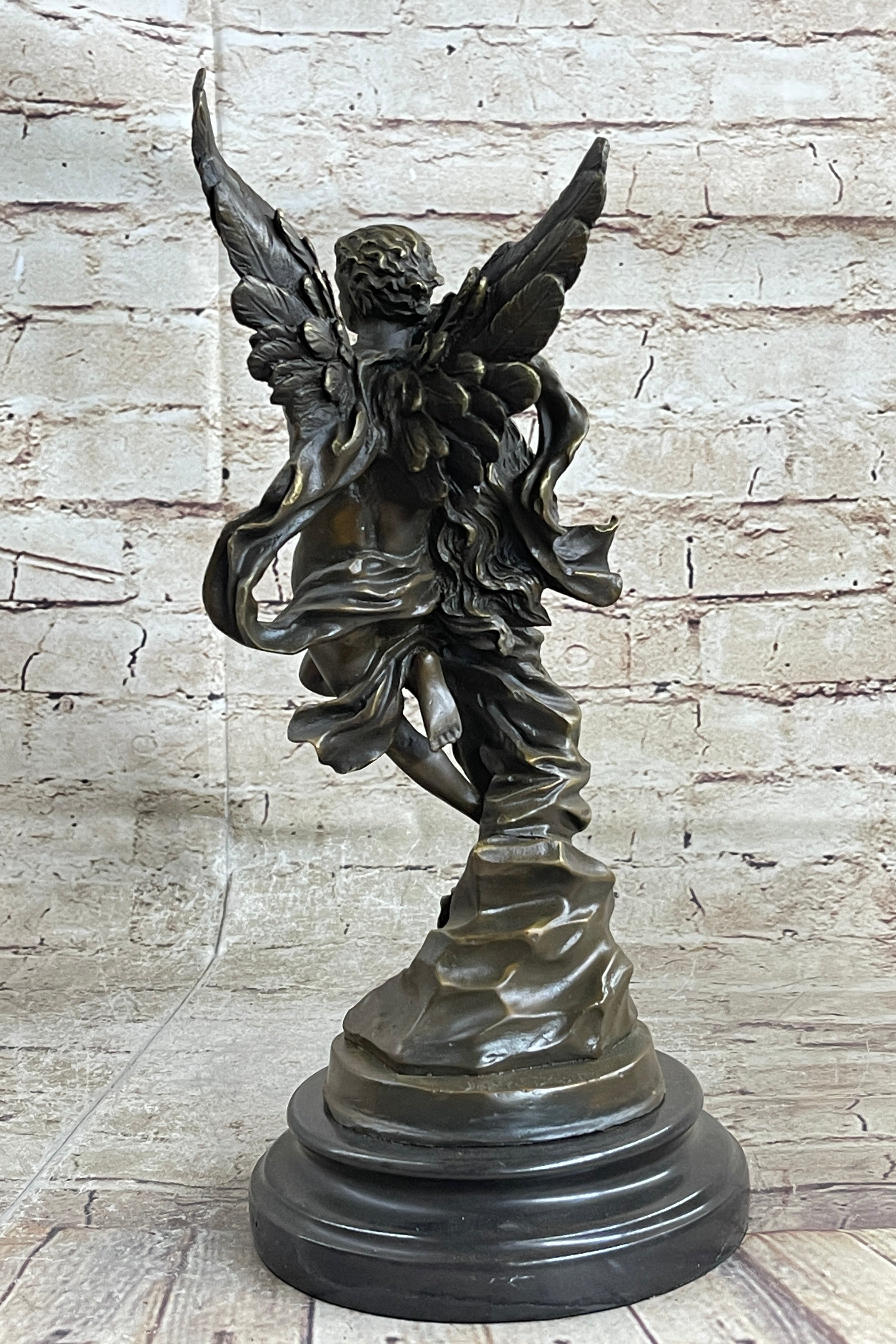 Signed Jean Debut Romantic Couple Angel Bronze 13" x 6"