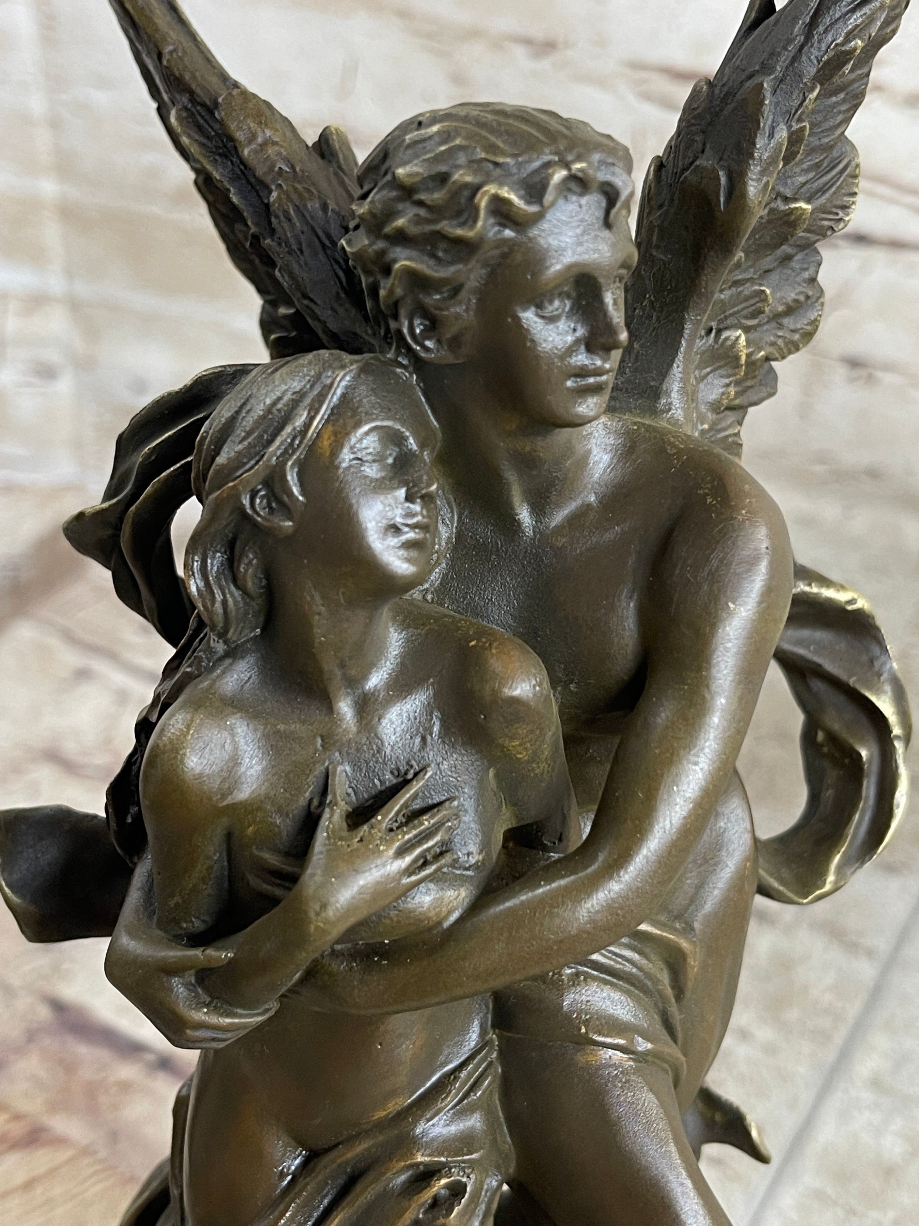Signed Jean Debut Romantic Couple Angel Bronze 13" x 6"