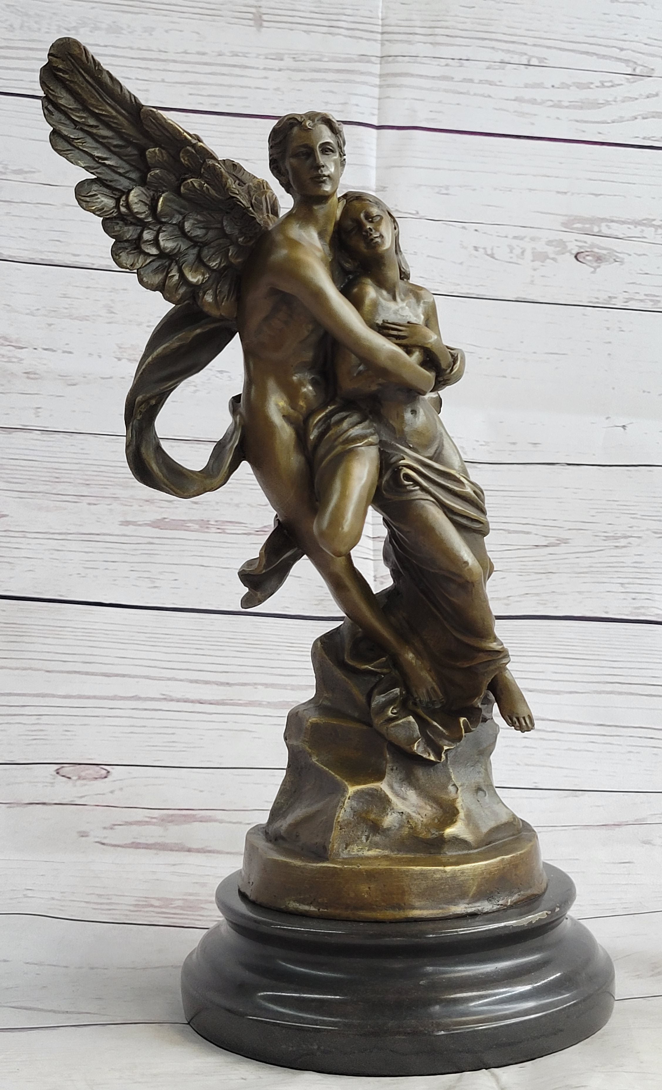 Eros & Psyche Romantic Lovers Bronze Sculpture 13" x 6"