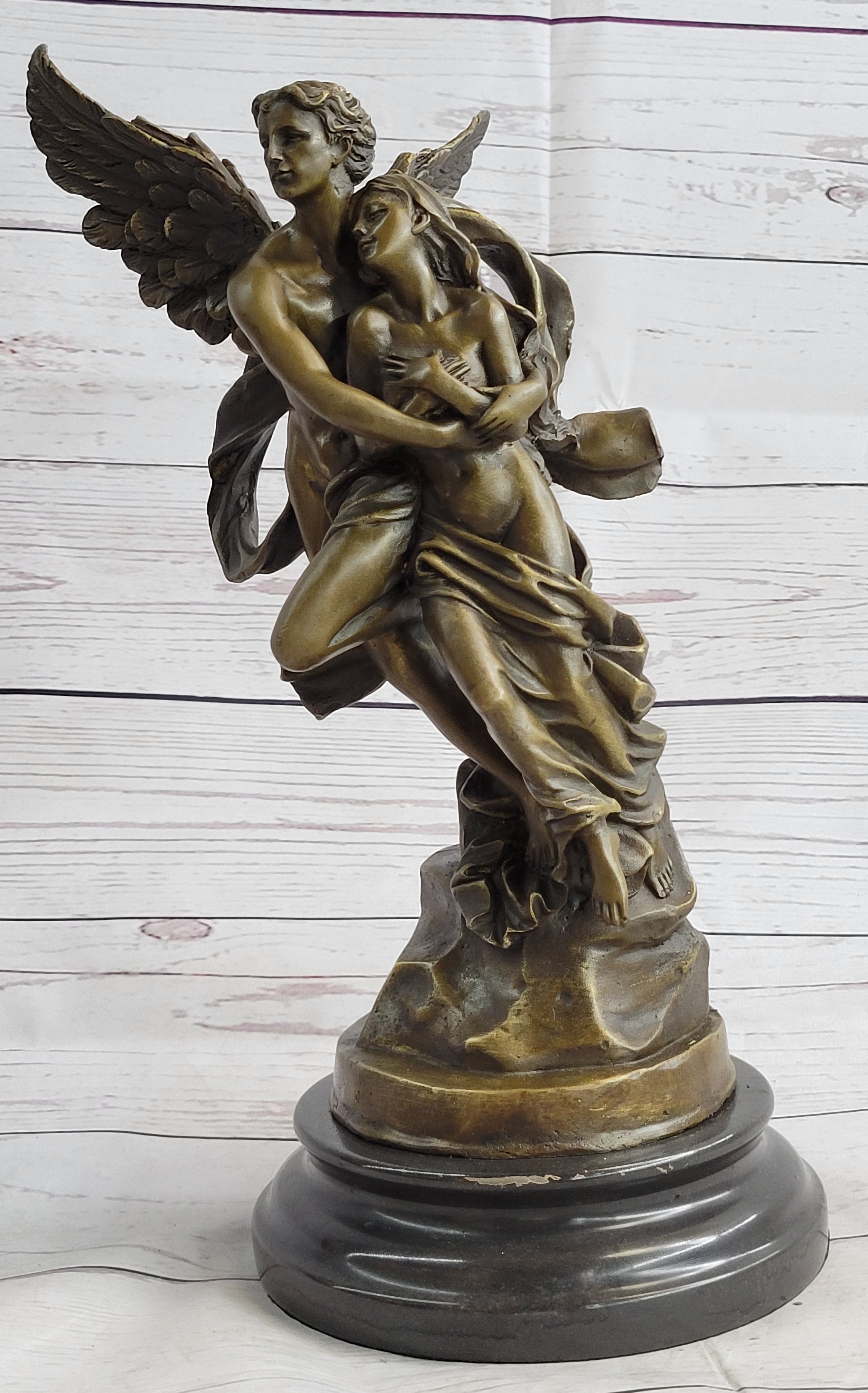 Eros & Psyche Romantic Lovers Bronze Sculpture 13" x 6"