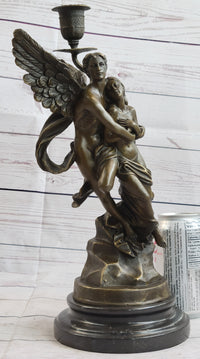 Eros and Psyche Candle Holder Bronze Marble