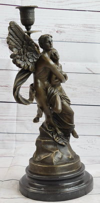 Eros and Psyche Candle Holder Bronze Marble