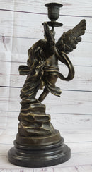 Eros and Psyche Candle Holder Bronze Marble