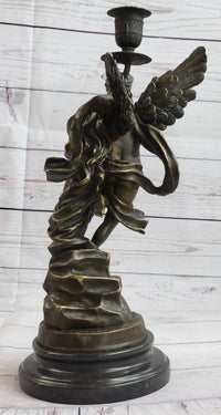 Eros and Psyche Candle Holder Bronze Marble