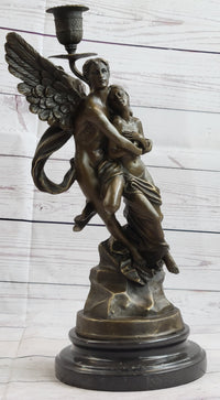 Eros and Psyche Candle Holder Bronze Marble