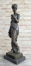 Signed Milo Young Nude Roman Girl Holding Cup of Wine Bronze Sculpture