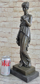 Signed Milo Young Nude Roman Girl Holding Cup of Wine Bronze Sculpture