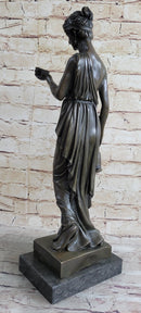 Signed Milo Young Nude Roman Girl Holding Cup of Wine Bronze Sculpture