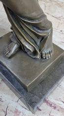 Signed Milo Young Nude Roman Girl Holding Cup of Wine Bronze Sculpture
