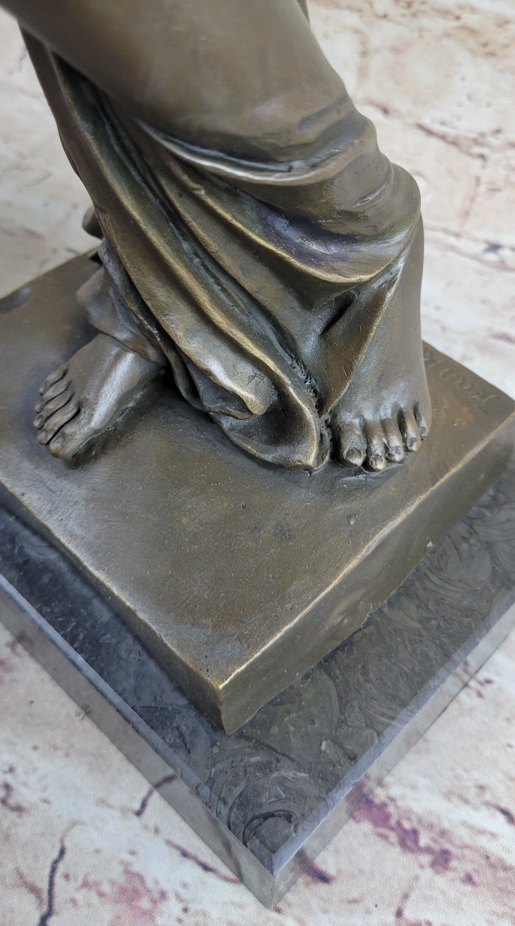 Signed Milo Young Nude Roman Girl Holding Cup of Wine Bronze Sculpture