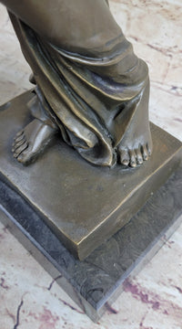 Signed Milo Young Nude Roman Girl Holding Cup of Wine Bronze Sculpture