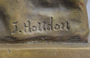 Bronze Seated Angel Holding Wreath Sculpture 17" x 9"