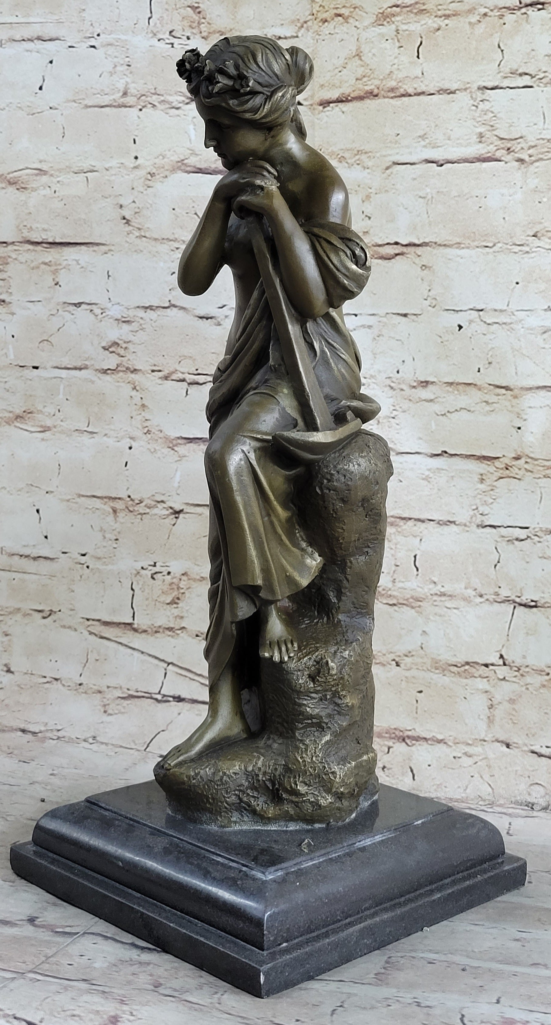 Lost Wax Hotcast Bronze Sculpture Nude Lovely Woman Resting Art Nouveau Decor