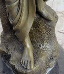 Lost Wax Hotcast Bronze Sculpture Nude Lovely Woman Resting Art Nouveau Decor