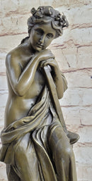 Lost Wax Hotcast Bronze Sculpture Nude Lovely Woman Resting Art Nouveau Decor