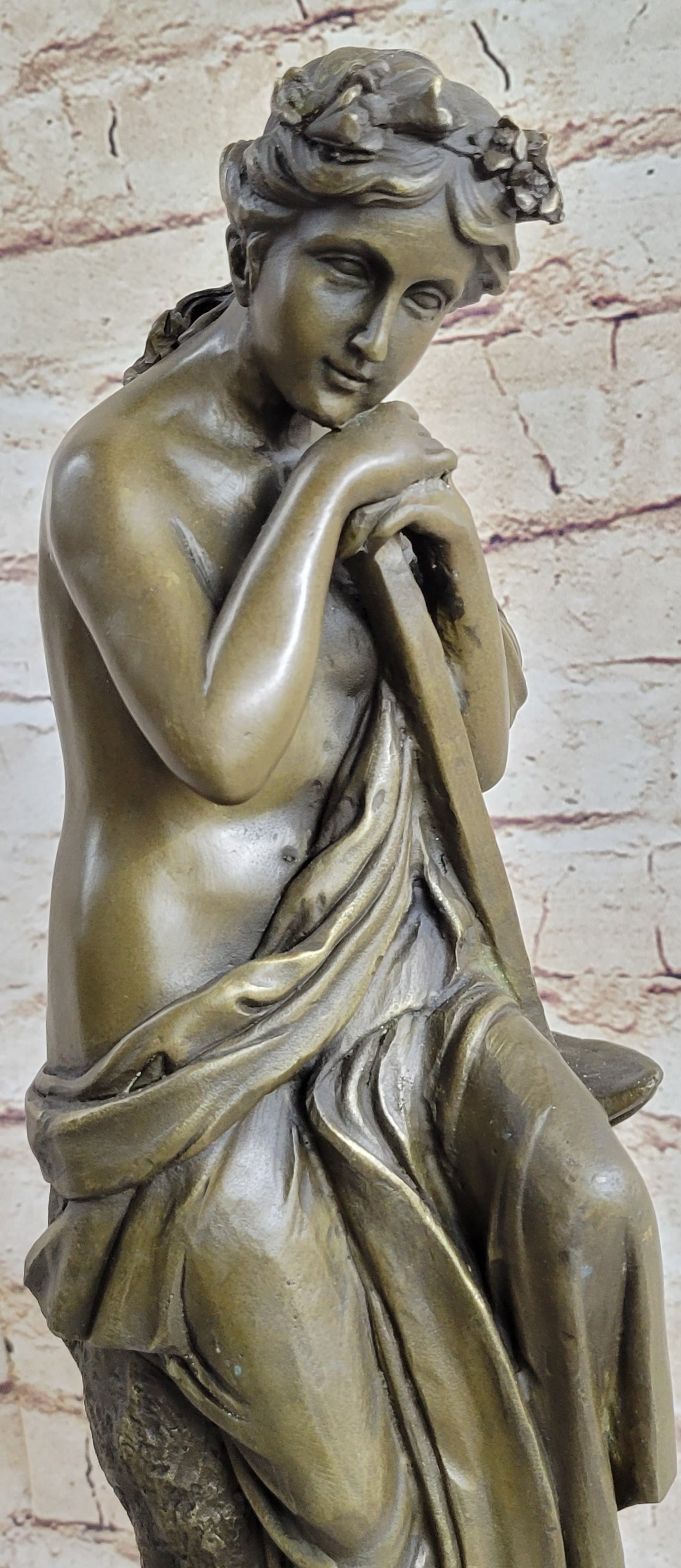 Lost Wax Hotcast Bronze Sculpture Nude Lovely Woman Resting Art Nouveau Decor