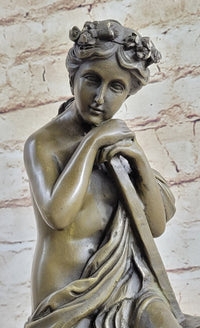 Lost Wax Hotcast Bronze Sculpture Nude Lovely Woman Resting Art Nouveau Decor