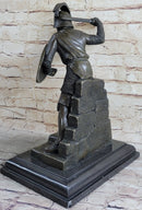 Medieval Knight Warrior Plate Mail Bronze Sculpture 17" x 10"