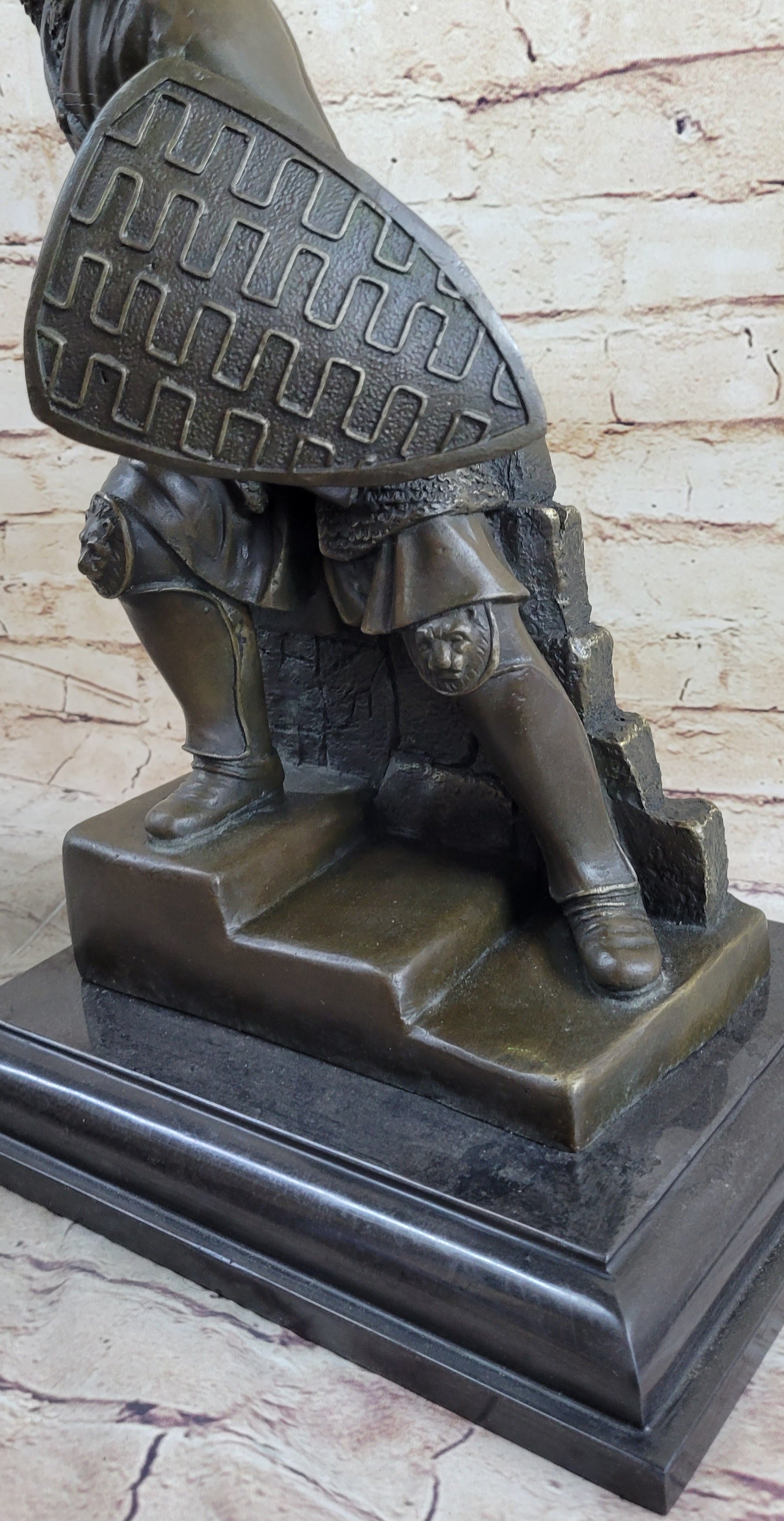 Medieval Knight Warrior Plate Mail Bronze Sculpture 17" x 10"