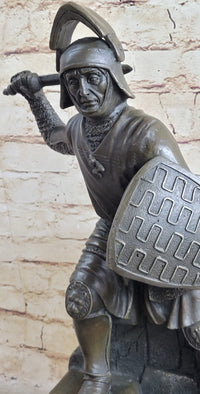 Medieval Knight Warrior Plate Mail Bronze Sculpture 17" x 10"
