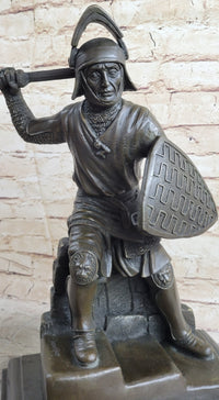 Medieval Knight Warrior Plate Mail Bronze Sculpture 17" x 10"