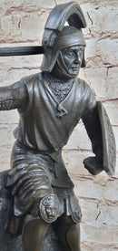 Medieval Knight Warrior Plate Mail Bronze Sculpture 17" x 10"