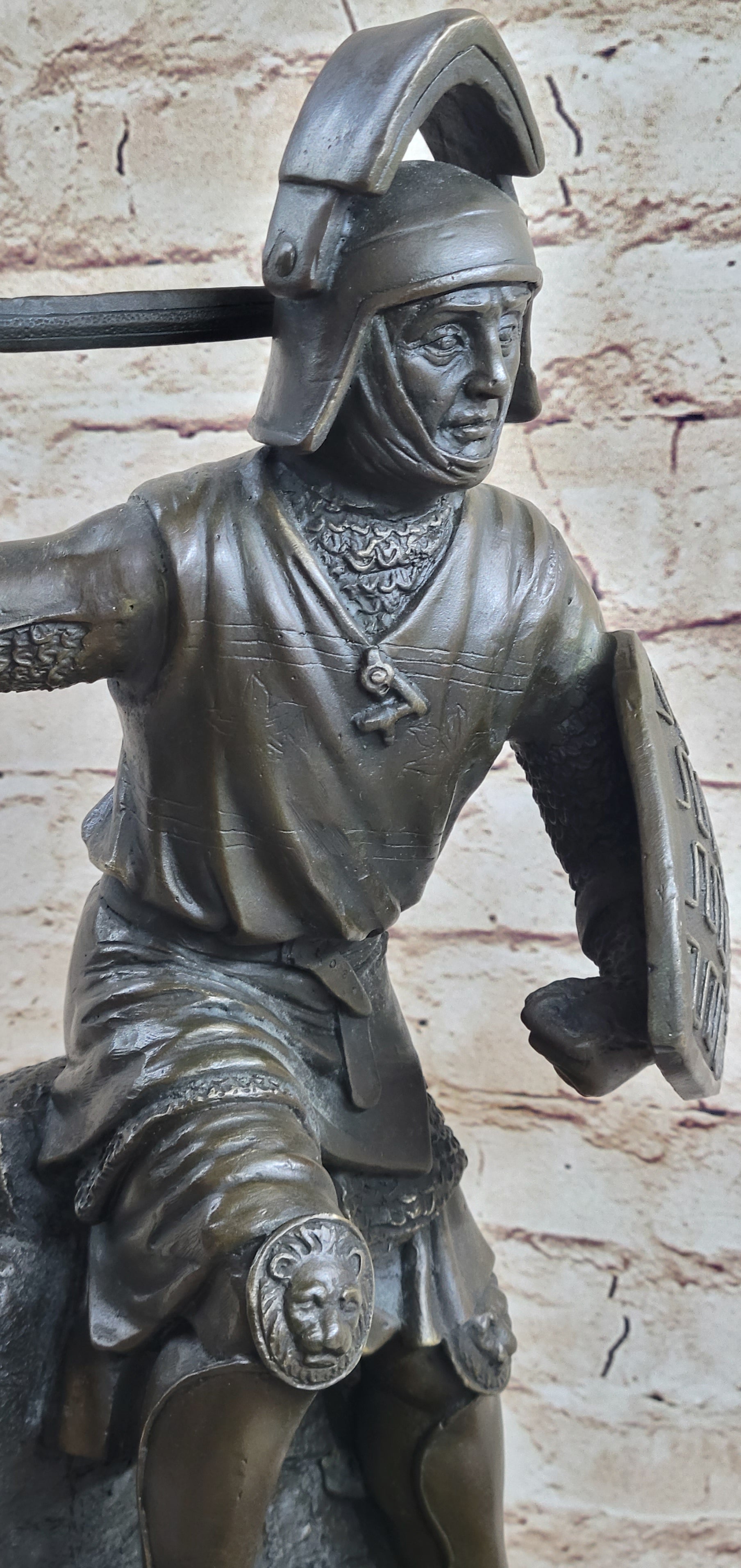 Medieval Knight Warrior Plate Mail Bronze Sculpture 17" x 10"