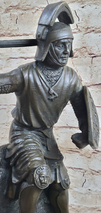 Medieval Knight Warrior Plate Mail Bronze Sculpture 17" x 10"