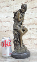 Semi Nude Classical Female Bronze Statue Sculpture Figure Auguste Moreau 12" x 4.5"