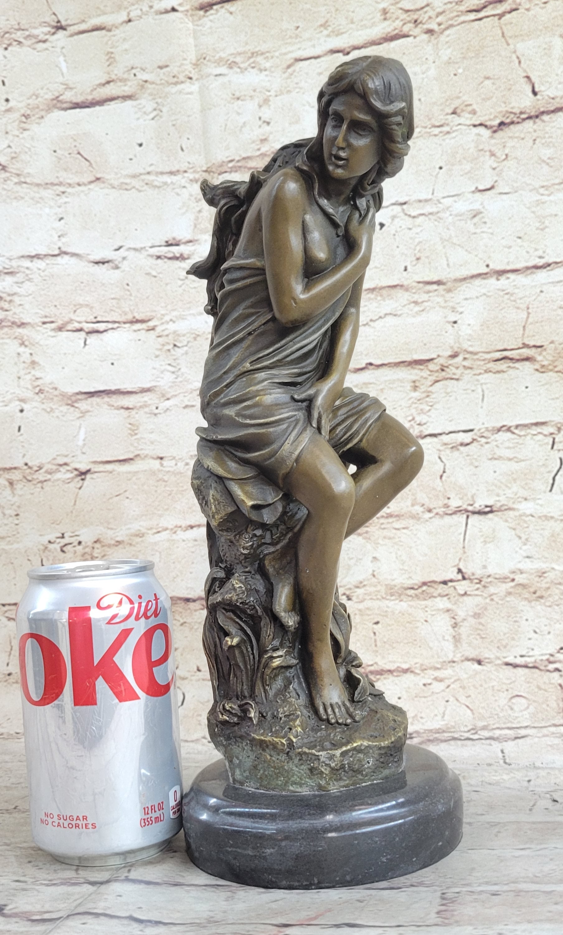 Semi Nude Classical Female Bronze Statue Sculpture Figure Auguste Moreau 12" x 4.5"