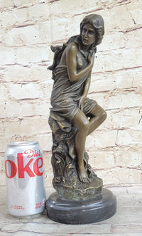 Semi Nude Classical Female Bronze Statue Sculpture Figure Auguste Moreau 12" x 4.5"