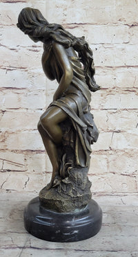 Semi Nude Classical Female Bronze Statue Sculpture Figure Auguste Moreau 12" x 4.5"