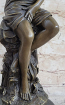 Semi Nude Classical Female Bronze Statue Sculpture Figure Auguste Moreau 12" x 4.5"
