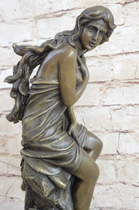 Semi Nude Classical Female Bronze Statue Sculpture Figure Auguste Moreau 12" x 4.5"