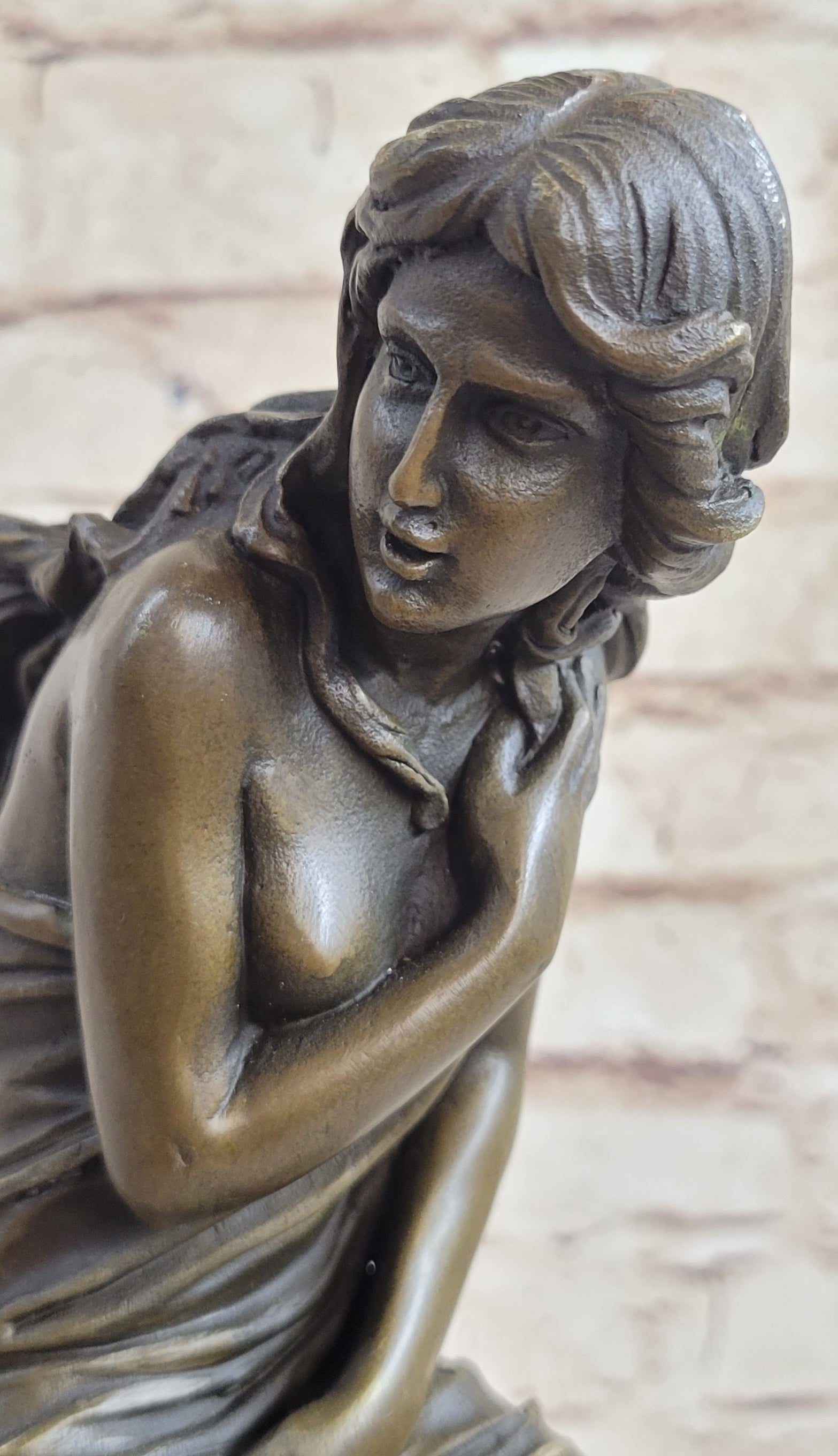 Semi Nude Classical Female Bronze Statue Sculpture Figure Auguste Moreau 12" x 4.5"
