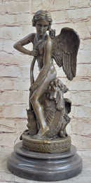 Ipos Fallen Angel w/ Lion Pelt Hot Cast Bronze Sculpture