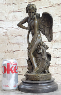 Ipos Fallen Angel w/ Lion Pelt Hot Cast Bronze Sculpture