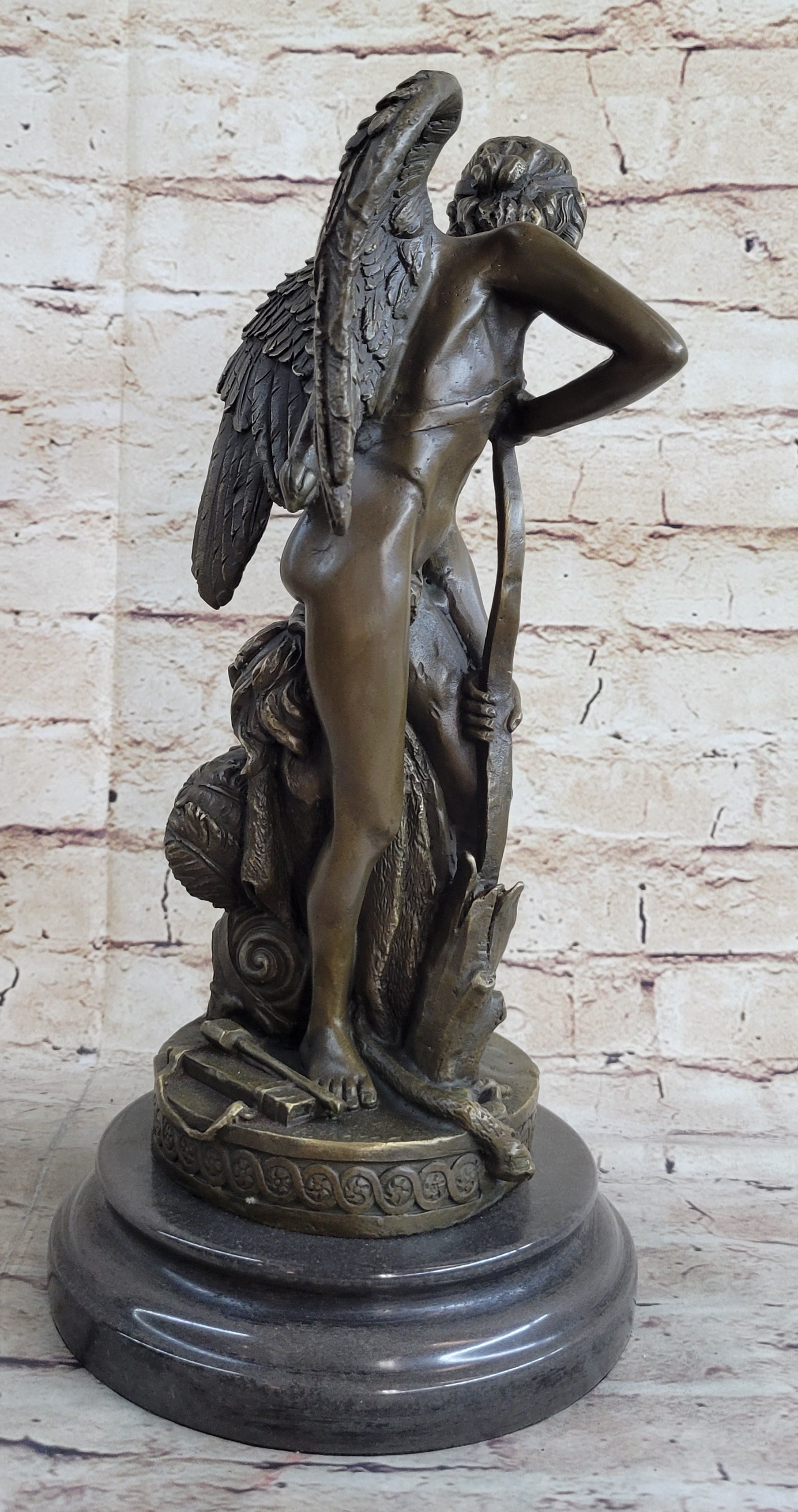 Ipos Fallen Angel w/ Lion Pelt Hot Cast Bronze Sculpture
