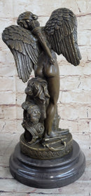 Ipos Fallen Angel w/ Lion Pelt Hot Cast Bronze Sculpture