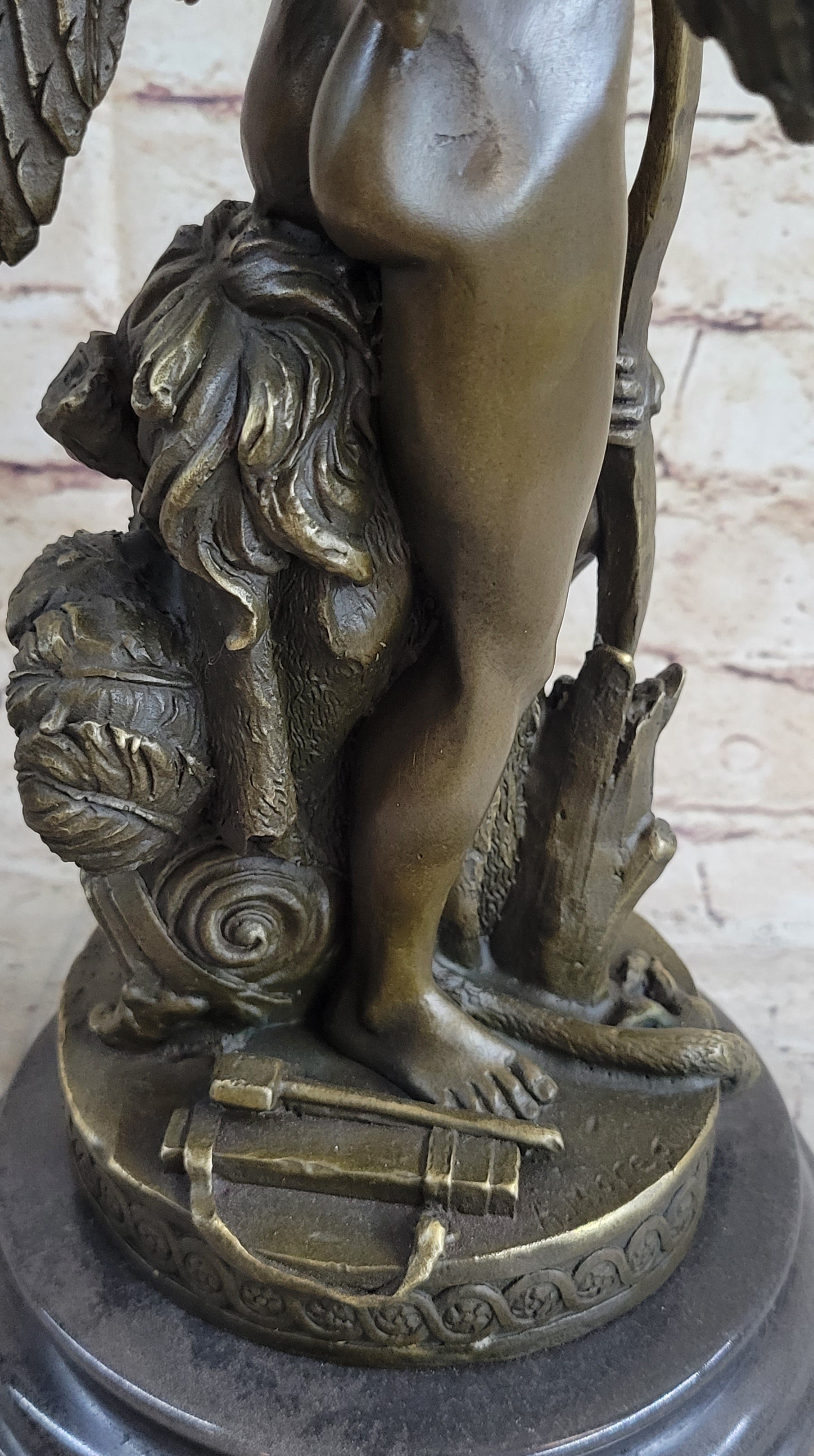 Ipos Fallen Angel w/ Lion Pelt Hot Cast Bronze Sculpture