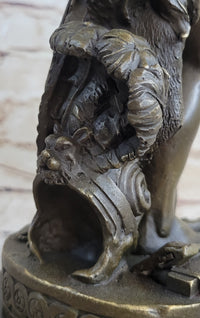 Ipos Fallen Angel w/ Lion Pelt Hot Cast Bronze Sculpture